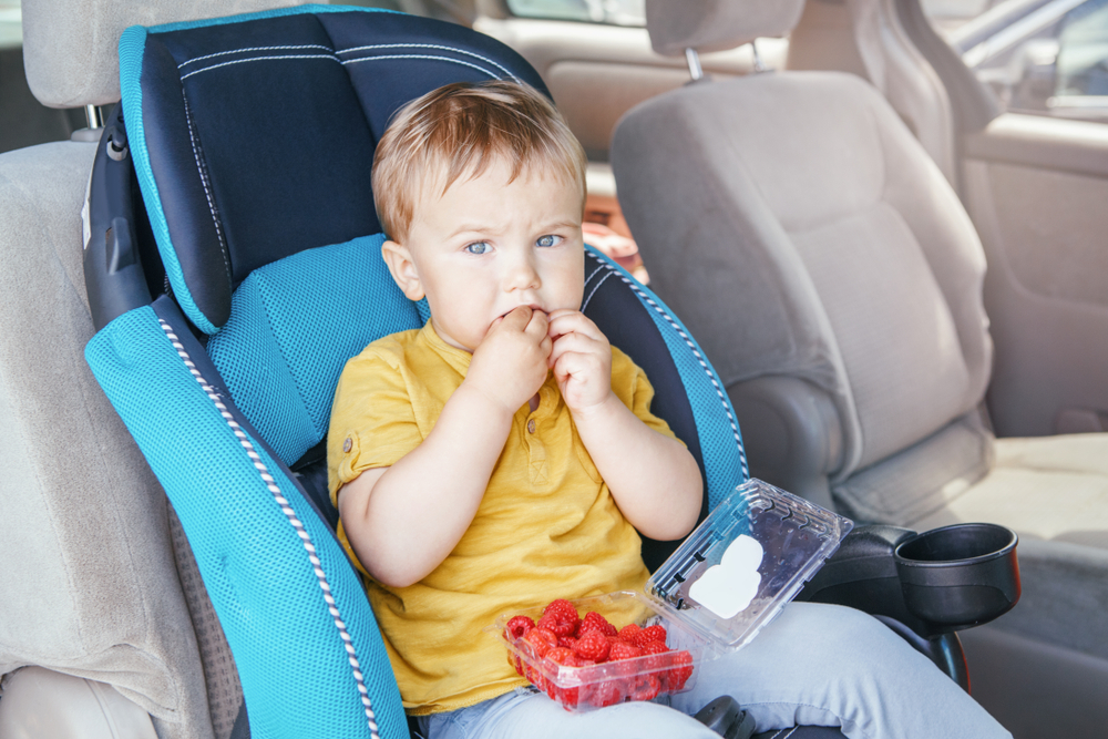 Obst als Snack beim Autofahren